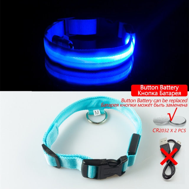 Battery Operated Led Dog Safety Collar Anti-Lost Pet Avoid Car Accidents Collar For Dogs Puppies Light-up Dog Collars Leads LED Pet Supplies Products