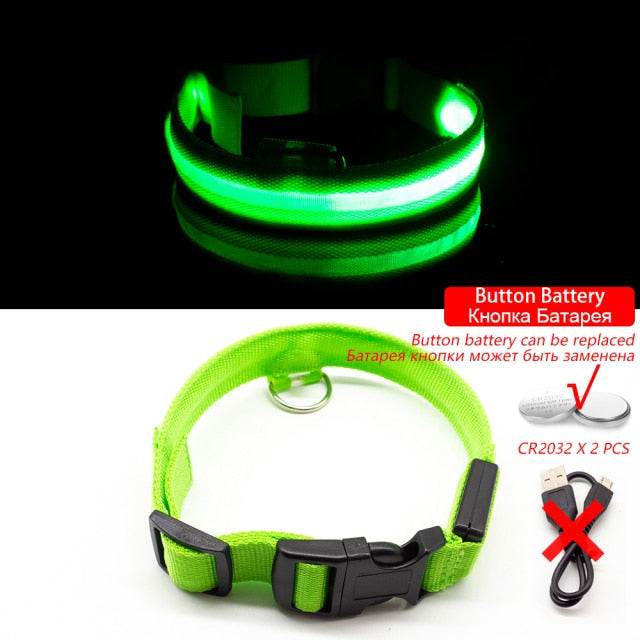 Battery Operated Led Dog Safety Collar Anti-Lost Pet Avoid Car Accidents Collar For Dogs Puppies Light-up Dog Collars Leads LED Pet Supplies Products