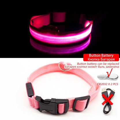 Battery Operated Led Dog Safety Collar Anti-Lost Pet Avoid Car Accidents Collar For Dogs Puppies Light-up Dog Collars Leads LED Pet Supplies Products