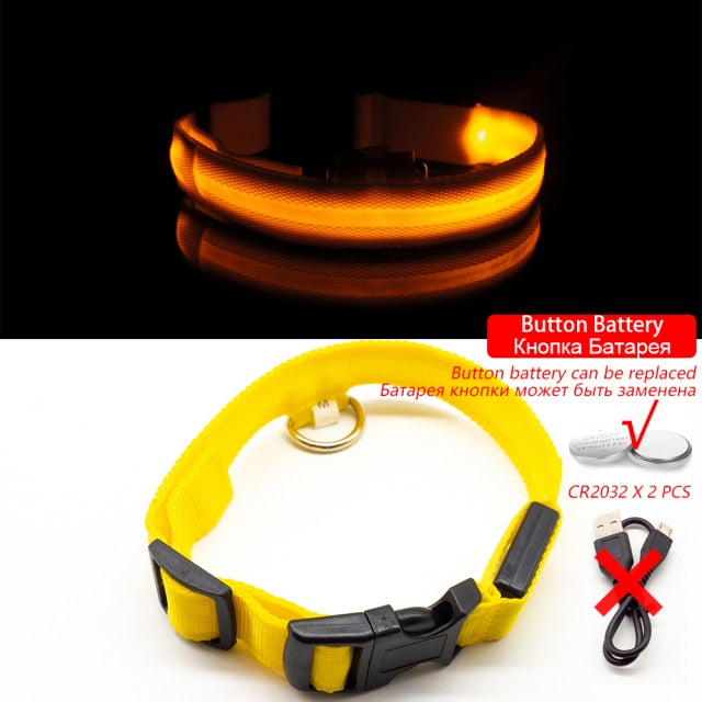 Battery Operated Led Dog Safety Collar Anti-Lost Pet Avoid Car Accidents Collar For Dogs Puppies Light-up Dog Collars Leads LED Pet Supplies Products