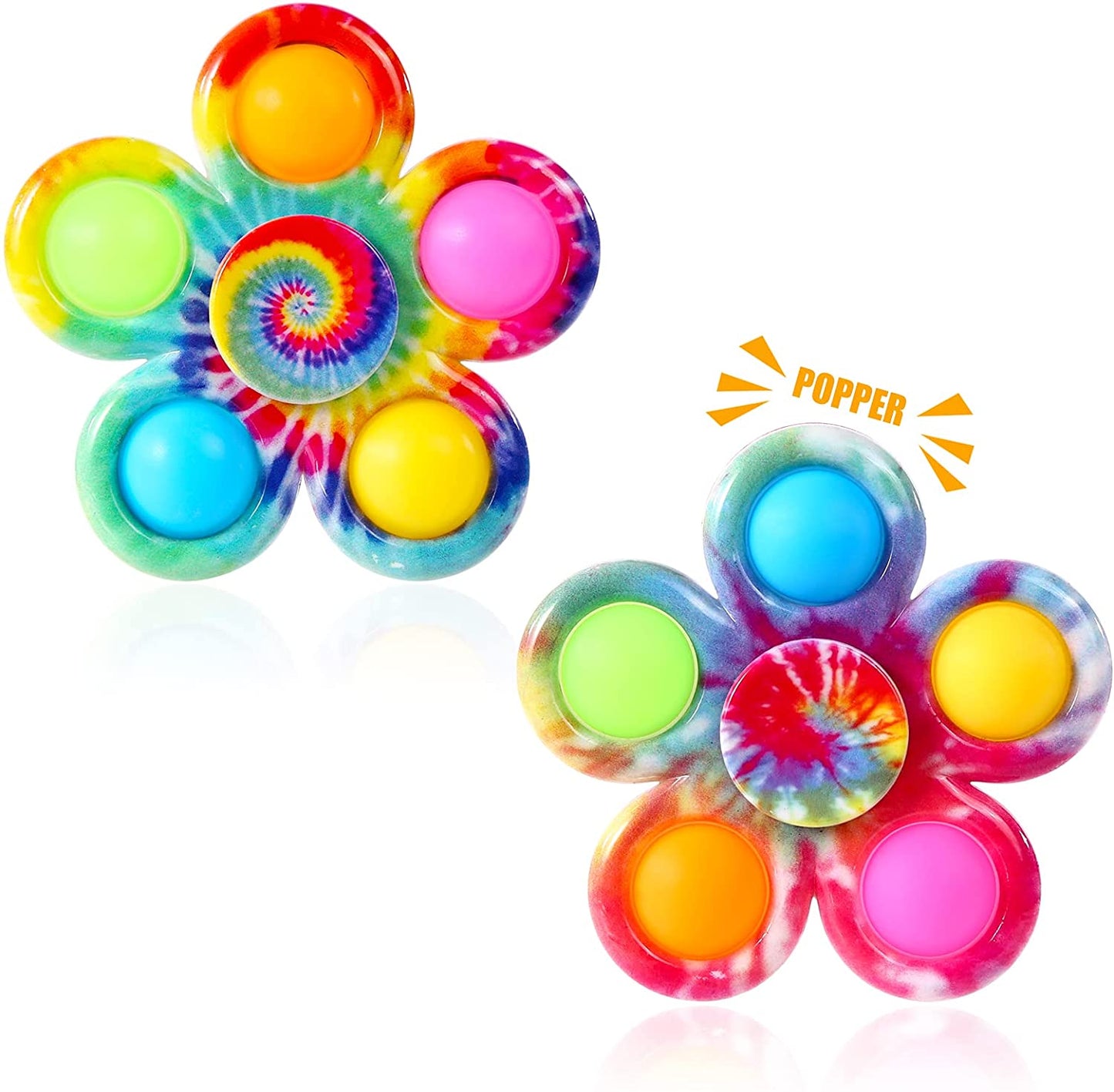 12 Styles Tie Dye Simple Fidget Spinner Push Pop Bubble Hand Spinner for ADHD Anxiety Stress Relief for Kids