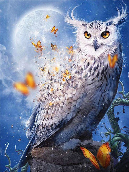 White Owl Butterflies 5D Diamond Painting Full Square/Round Diamond Pattern Cross Stitch Embroidery Rhinestone Painting Art