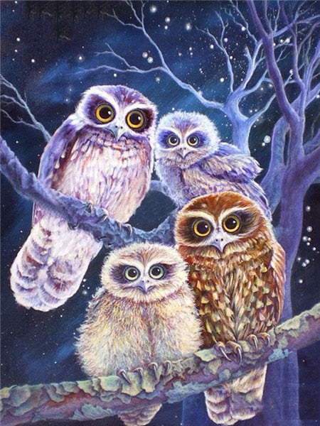 Owl Family Tree 5D Diamond Painting Full Square/Round Diamond Pattern Embroidery Cross Stitch Rhinestone Painting