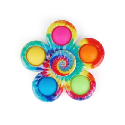 12 Styles Tie Dye Simple Fidget Spinner Push Pop Bubble Hand Spinner for ADHD Anxiety Stress Relief for Kids