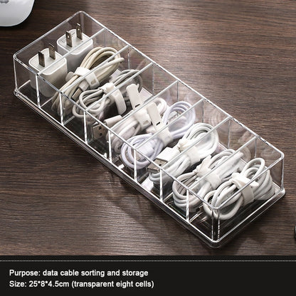 Cable Storage Box Transparent Plastic Data Line  Storage Container for Desk Stationery Makeup Organizer Key and Jewelry Box