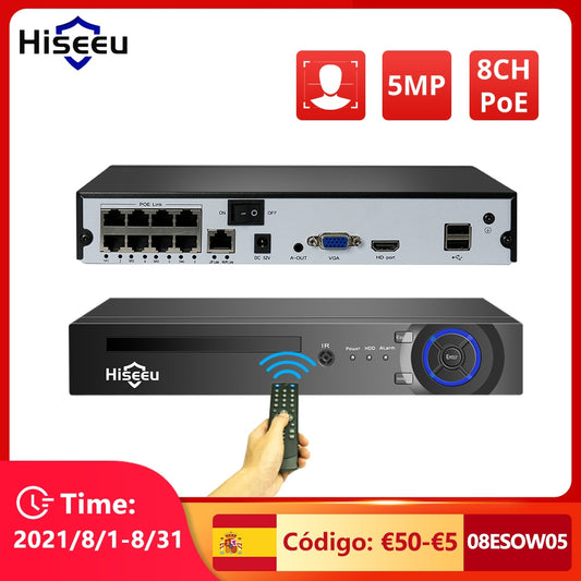 Hiseeu H.265 4/8CH POE NVR Security IP Camera Video Surveillance CCTV System P2P 5MP2MP Network Video Recorder Face Detect