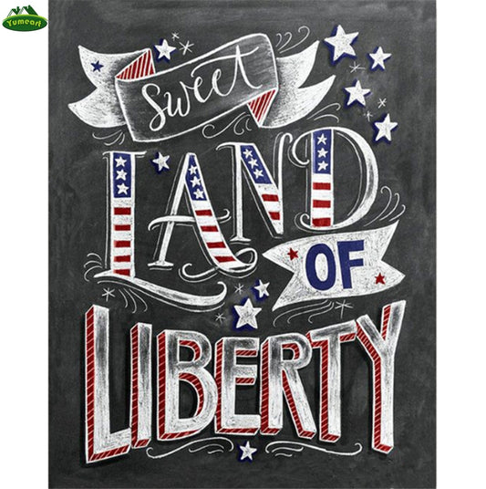 Sweet Land of Liberty 5D Diamond Painting Kit Full AB Drills Kits for Adults Kids DIY Mosaic Cross Stitch Pattern Handmade Embroidery Kits Wall Décor