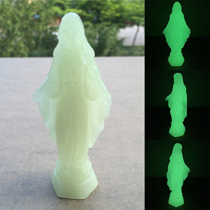 Glowing Madonna And Child Figurines Man-made Jade Stone Virgin Mary Jesus Statues Christmas Decorations For Home Christmas Gift