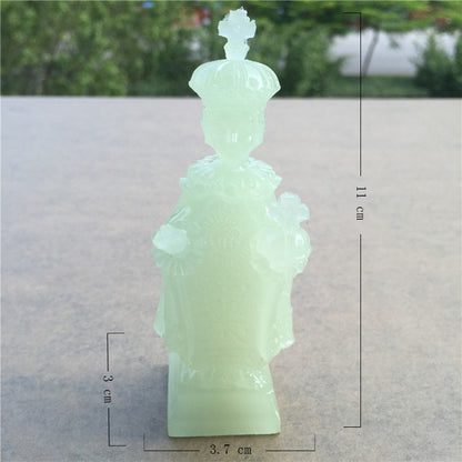 Glowing Madonna And Child Figurines Man-made Jade Stone Virgin Mary Jesus Statues Christmas Decorations For Home Christmas Gift