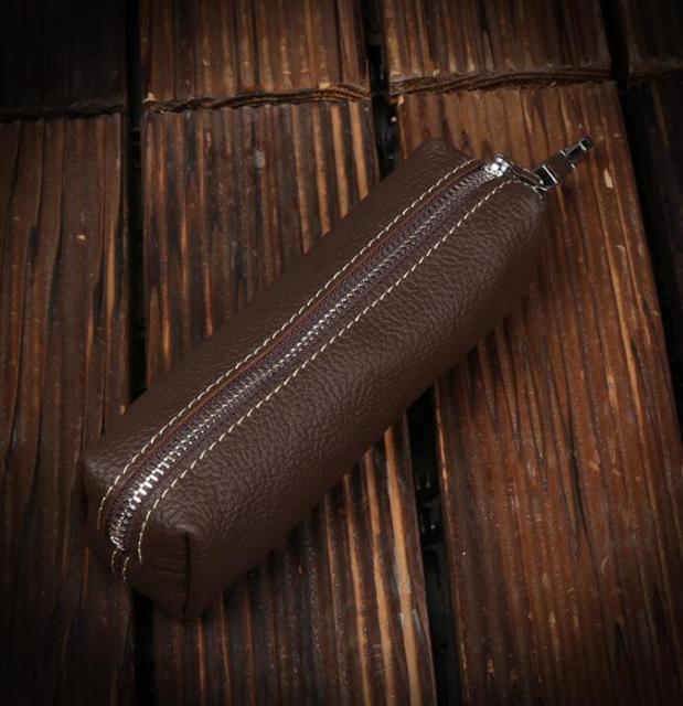 Genuine Leather Men Women Key Bag Small Business Kay Case Women Purse Keychain Zippered Wallet Sunglasses Case Great Gift