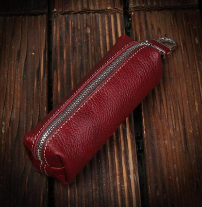 Genuine Leather Men Women Key Bag Small Business Kay Case Women Purse Keychain Zippered Wallet Sunglasses Case Great Gift