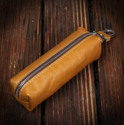 Genuine Leather Men Women Key Bag Small Business Kay Case Women Purse Keychain Zippered Wallet Sunglasses Case Great Gift